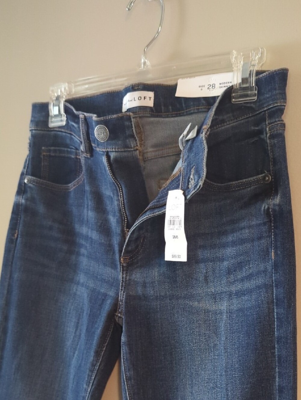 NWT- LOFT Dark Blue Modern Skinny Cropped Jeans with Laser-Cut Ankle - NWT - Picture 5 of 10